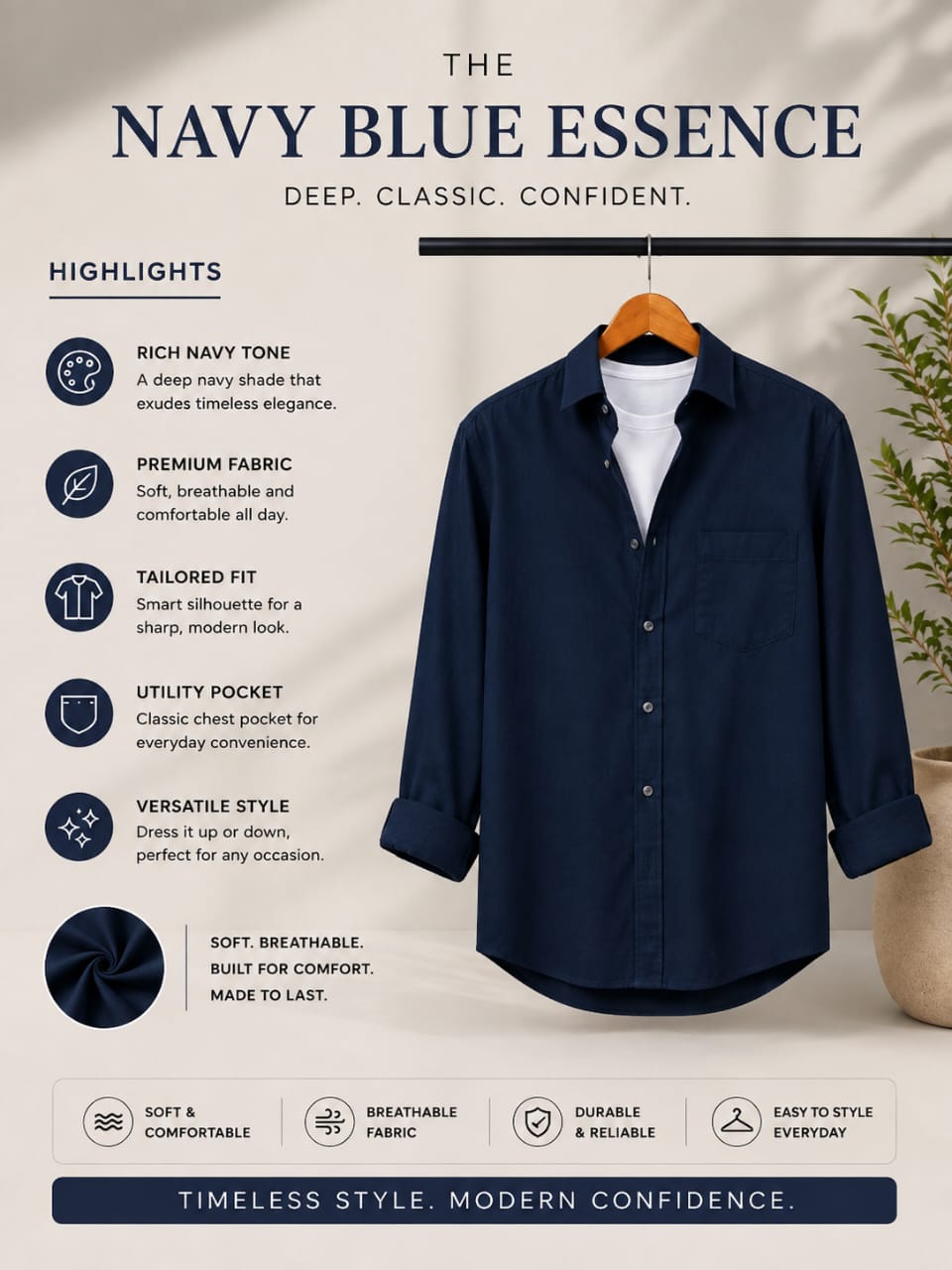 Midnight Blue Essentail overshirt