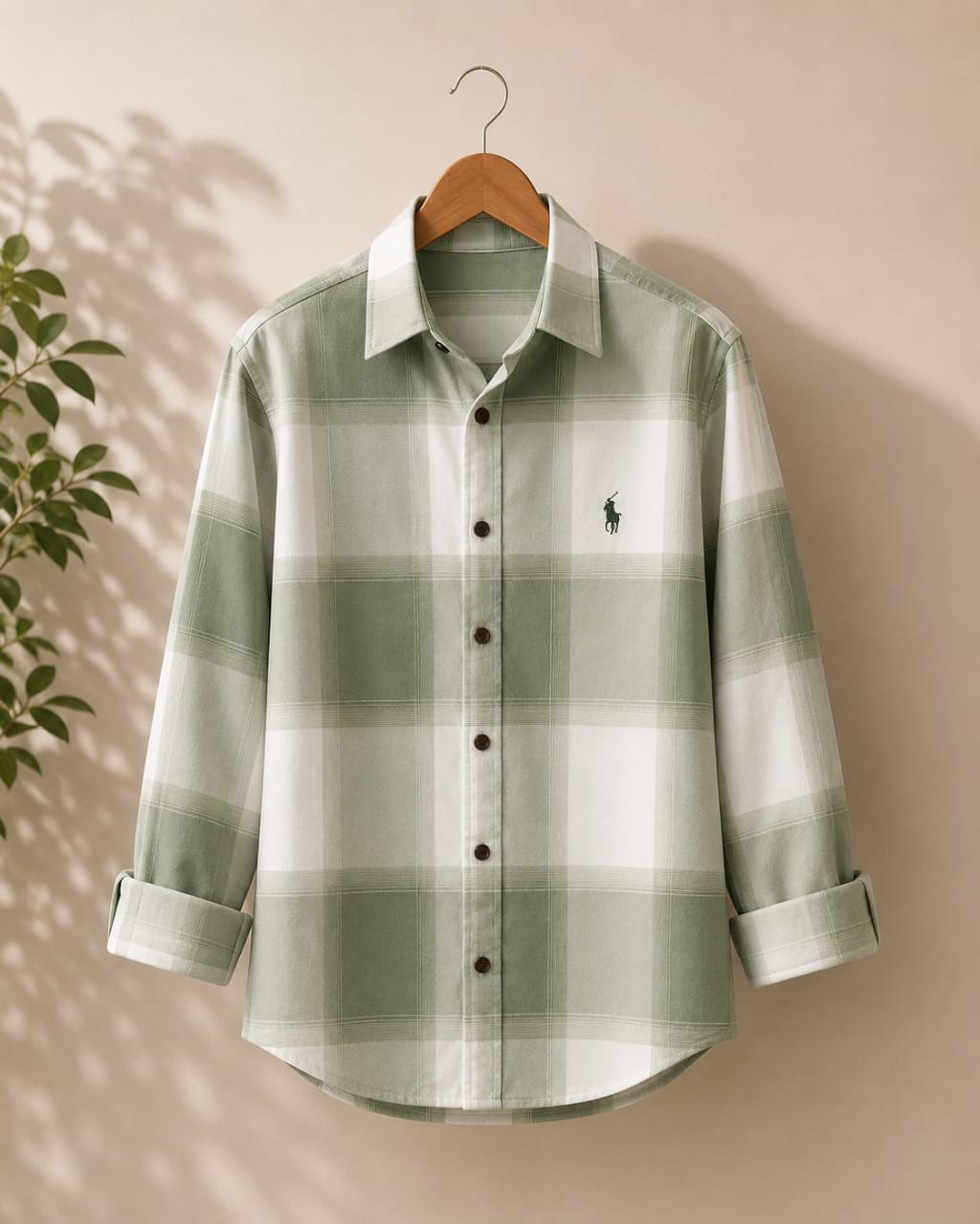 Sage plaid classic shirt