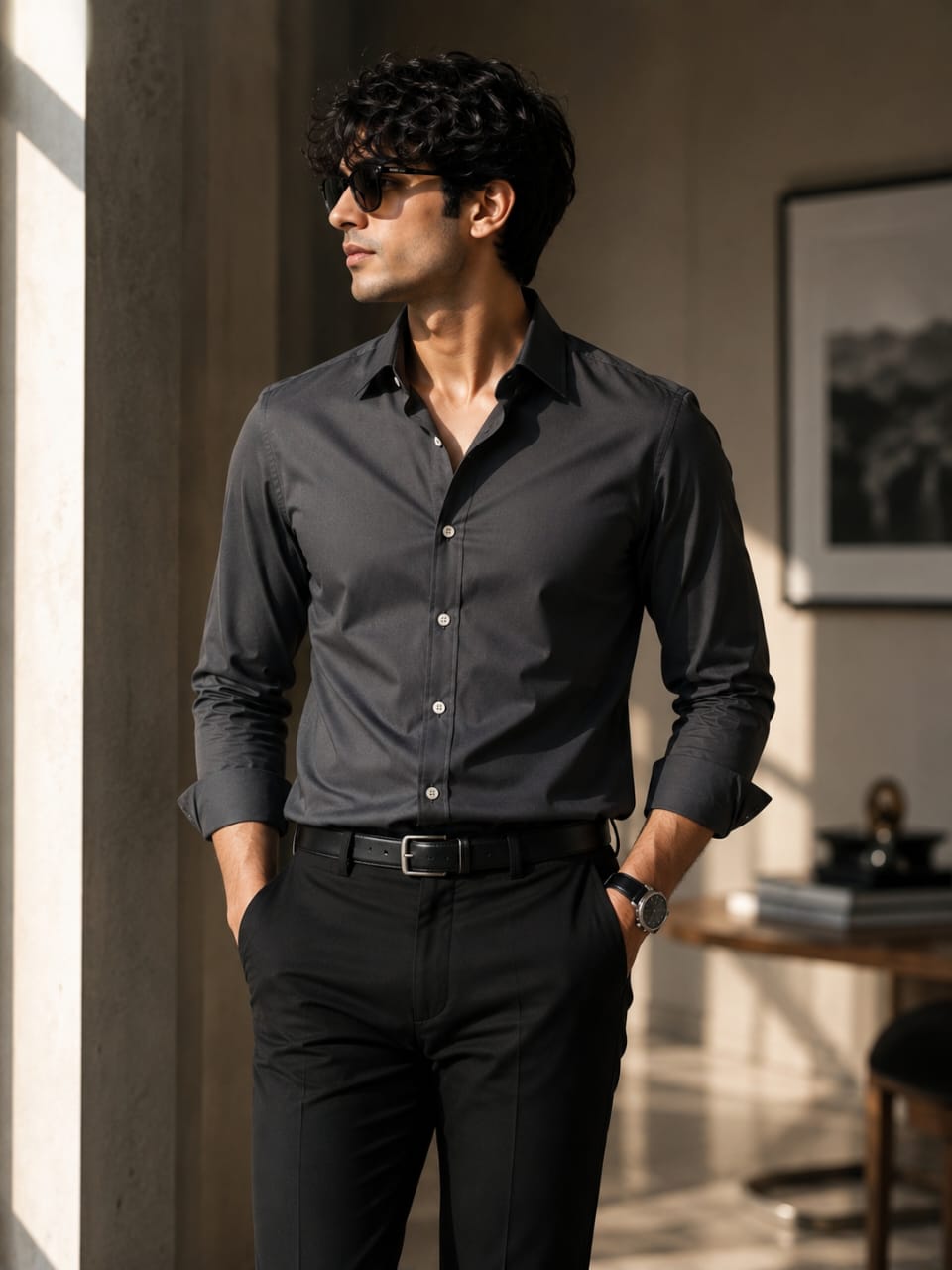 Refined charcoal Black shirt for men