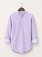 Lavender Elegance Men’s Patterned Cotton Blend Kurta Shirt
