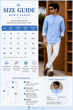 Cool Blue Elegance Men’s Patterned Cotton Blend Kurta Shirt