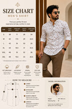Timeless Elegance Men’s White Geometric Cotton Blend Shirt