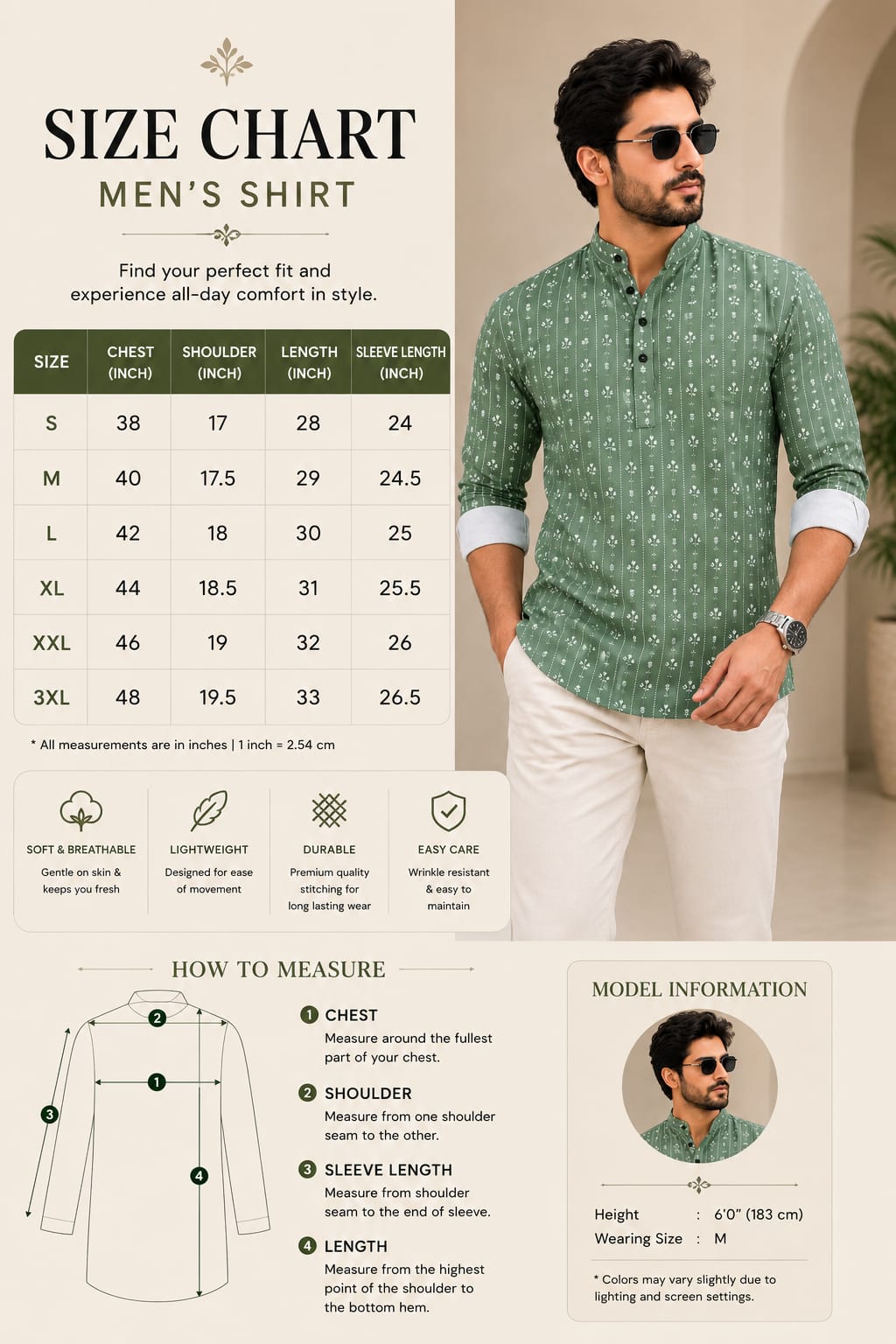 Rooted in Elegance Men’s Sage Green Cotton Blend Kurta Shirt