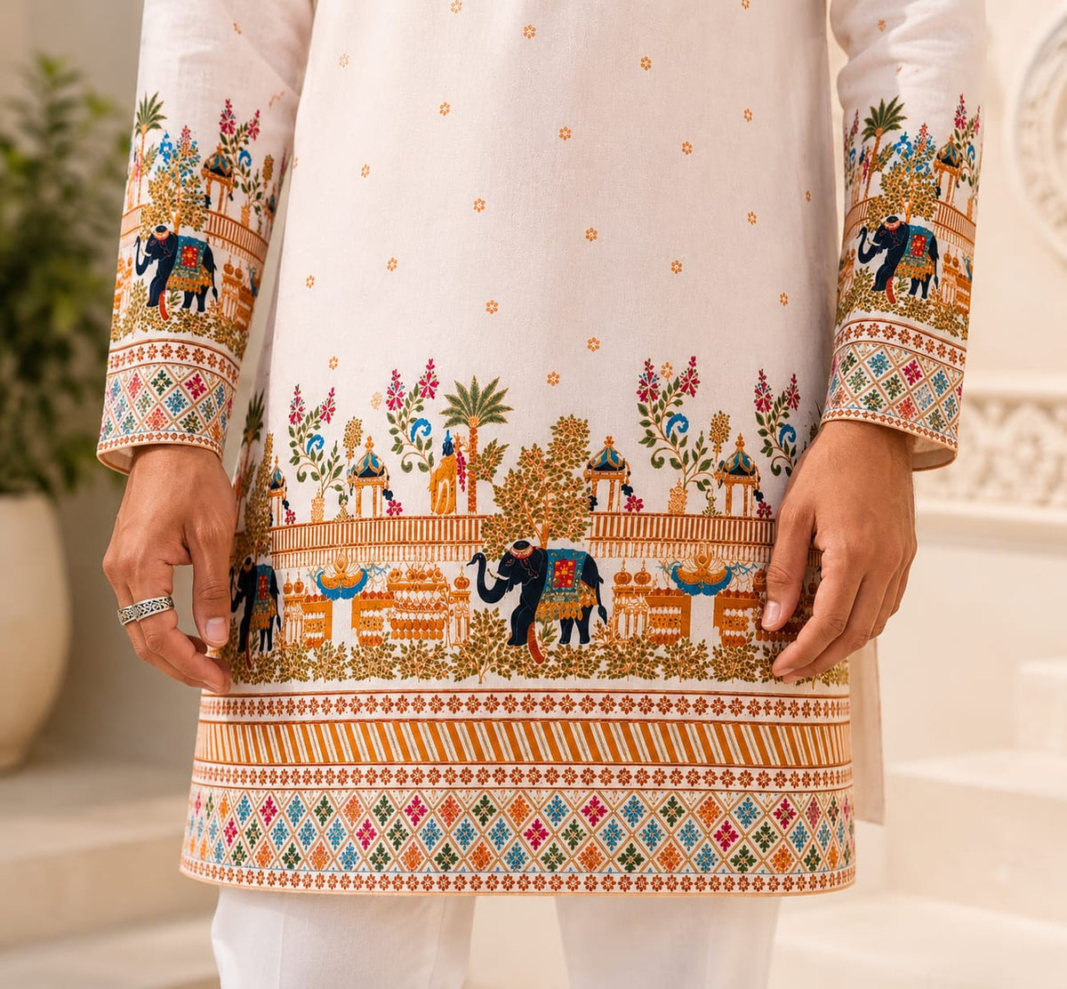 Cultivated Heritage Men’s White Rayon Kurta