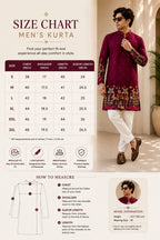 Royal Maroon Printed Designer Kurta for Men