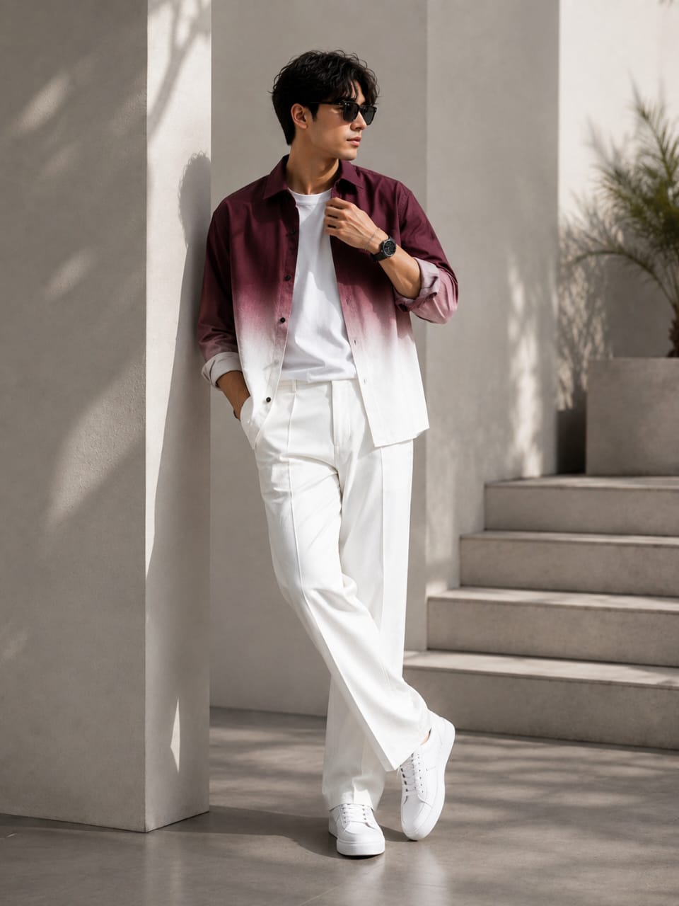 The Burgundy fade men's shirt