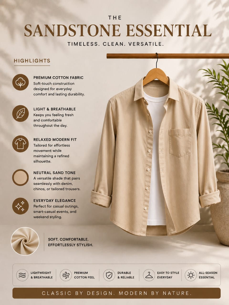 The sandstone Essential Men's shirt